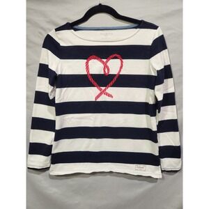 Authentic Talbots Nautical Stripe Rope Heart Valentines Boat Neck Petite